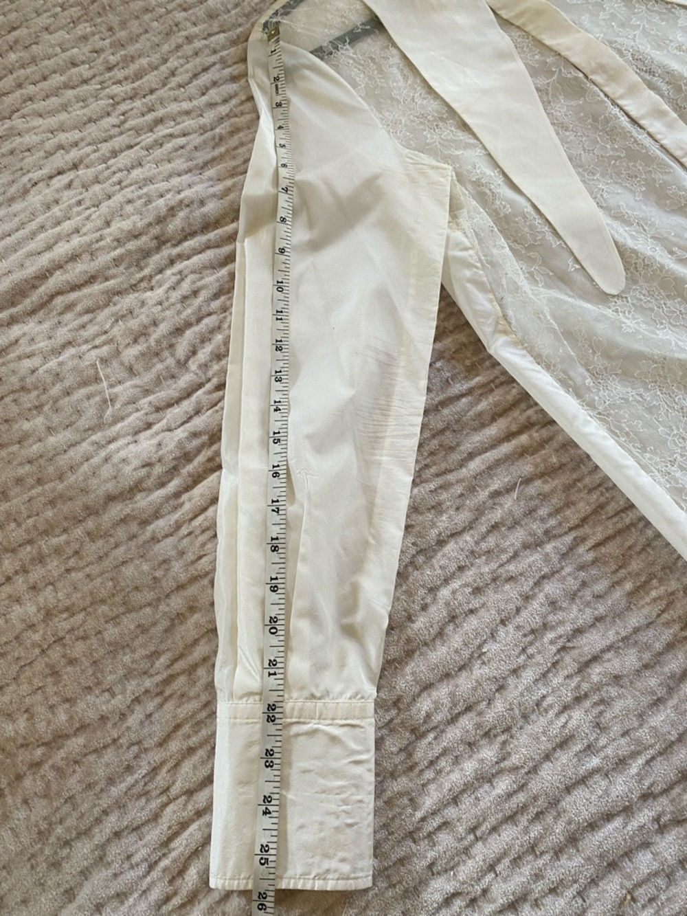 Valentino White Sheer Lace-Front Dress Shirt with Pointed Collar - Picture 9 of 10